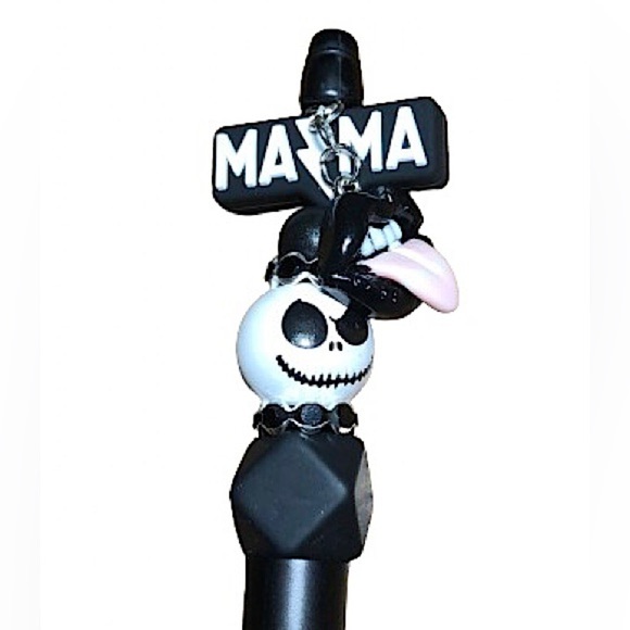 🖤spooky mama beaded black pen , black lips charm 🖤 - Picture 2 of 2